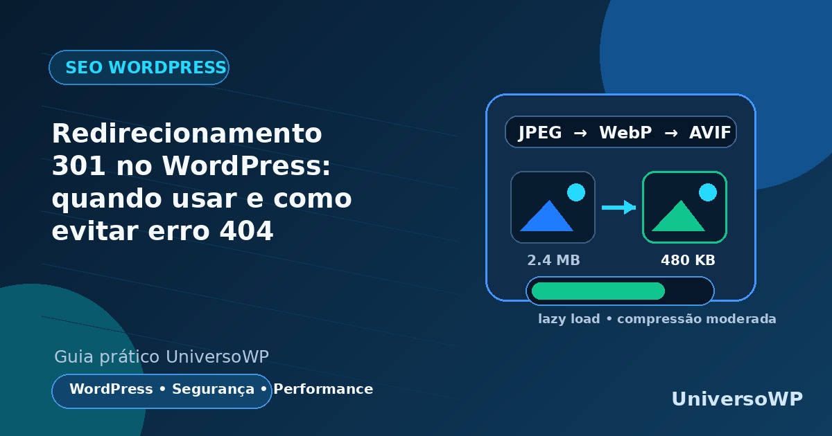 Imagem destacada do artigo: Redirecionamento 301 no WordPress: quando usar e como evitar erro 404