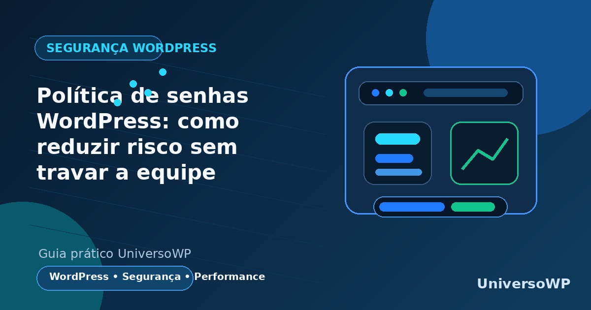 Ilustração editorial abstrata de painel WordPress com usuários, cadeado, escudo e autenticação em dois fatores.