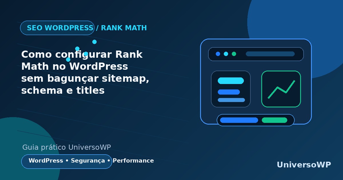 Imagem destacada do artigo: Como configurar Rank Math no WordPress sem bagunçar sitemap, schema e titles