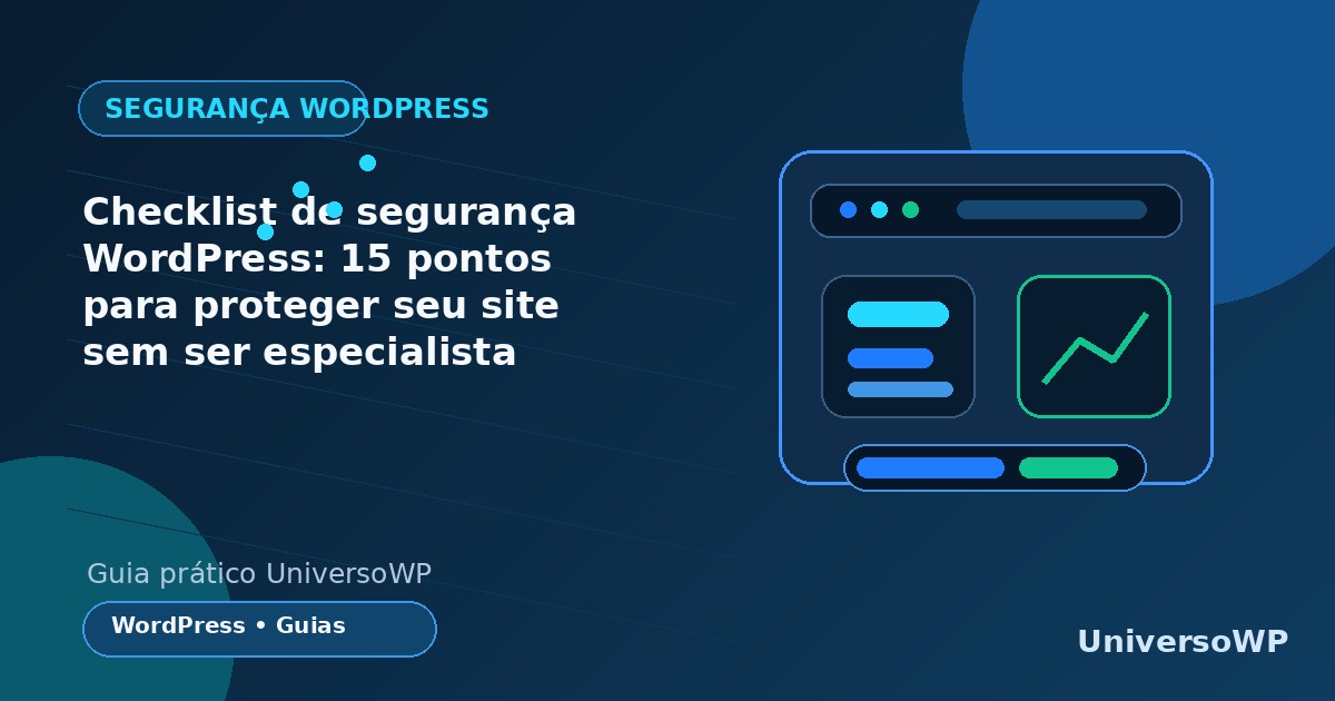 Checklist ilustrado de segurança WordPress com 15 verificações